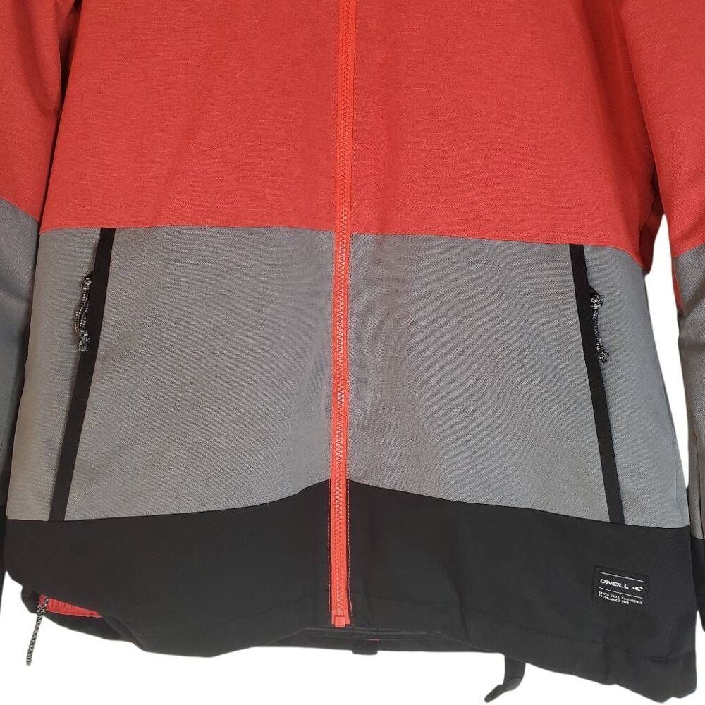 Oneill Black Poppy Red Colorblock Zip Up Seashell Snowboarding Jacket Size Large - Picture 3 of 16